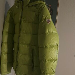 Guess Green Quilted Puffer Jacket
